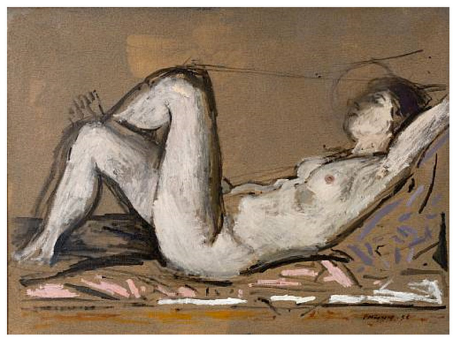 Reclining nude, Γιάννης Μόραλης, 1956