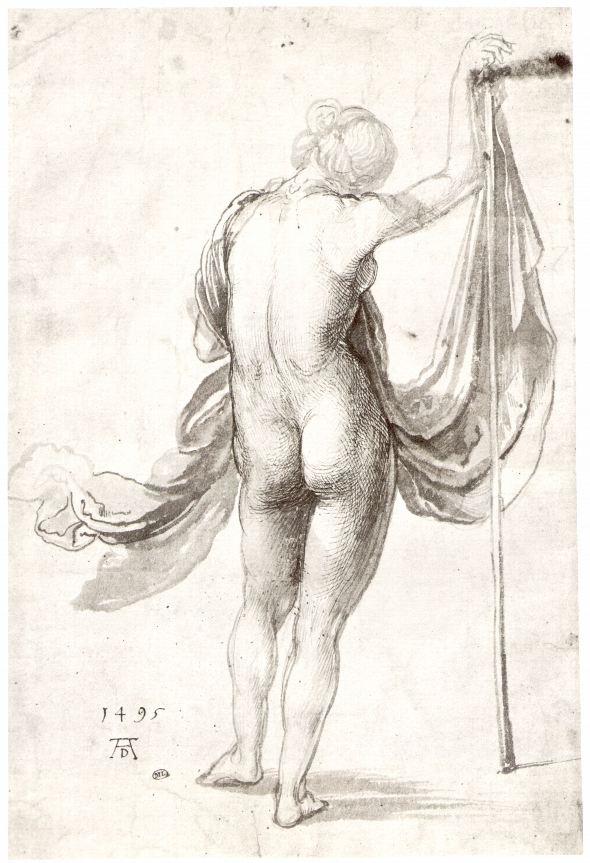 Nude Study (Nude Female From The Back), Albrecht Durer, 1495