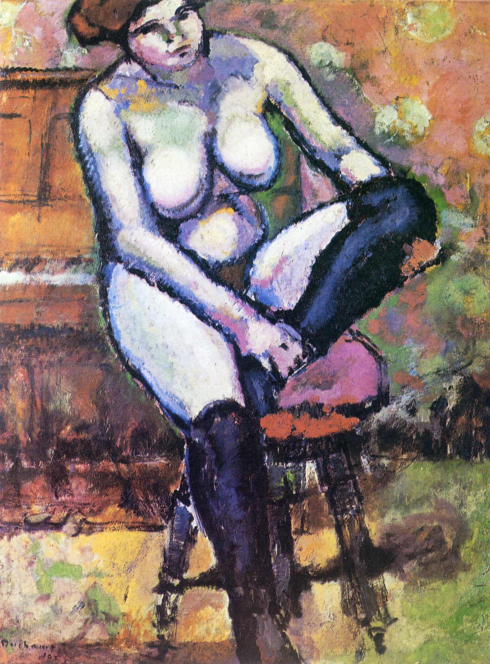Nude with black stockings, Marcel Duchamp, 1910