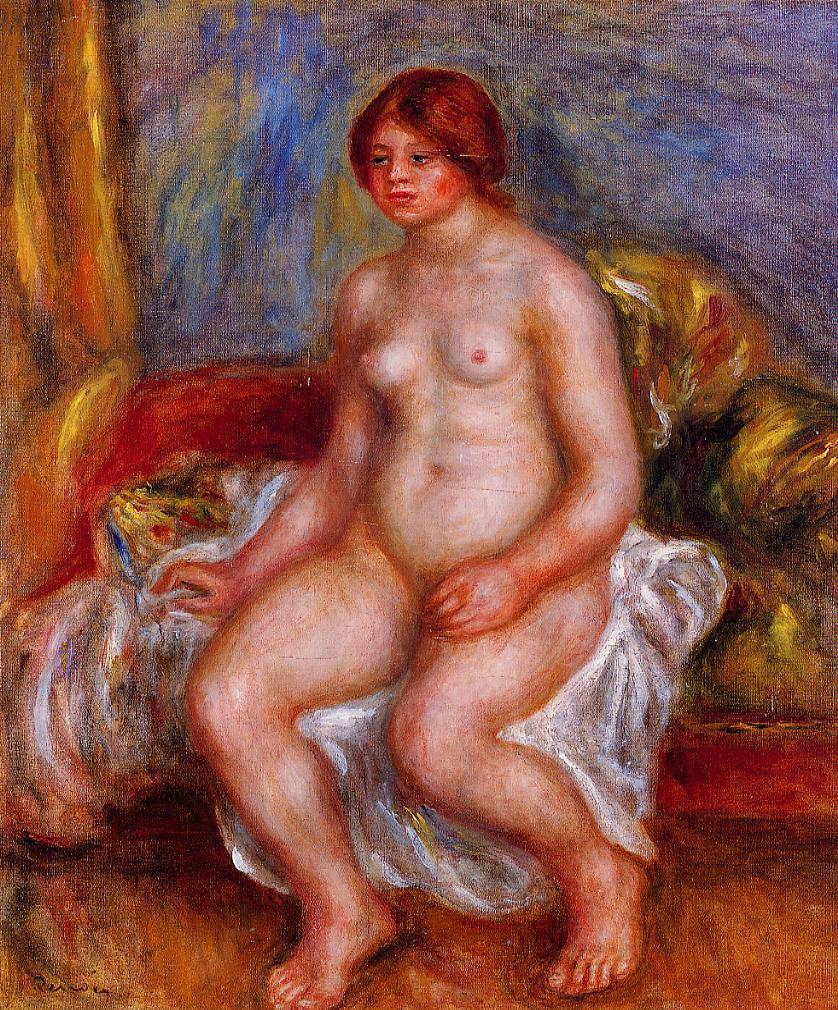 Nude Woman On Green Cushions, Pierre-Auguste Renoir, 1909