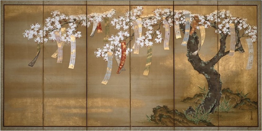 Spring Cherry with Poem Slips, Tosa Mitsuoki. c. 1670 
