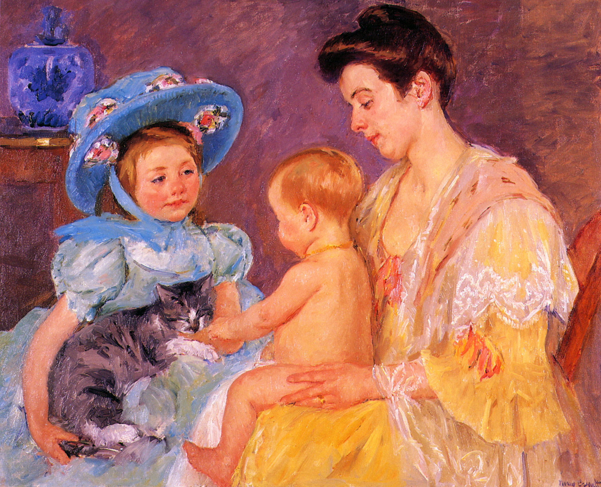 Children Playing With A Cat, Mary Cassatt, Private Collection
