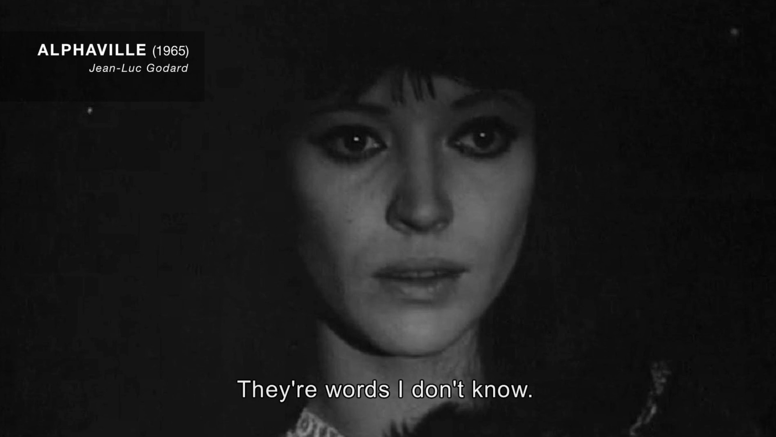 Johan Grimonprez: Every Day Words Disappear, 2016 Single-channel video installation, 15’ “Anna Karina, Words I Don’t Know” Courtesy ZAP-O-MATIK