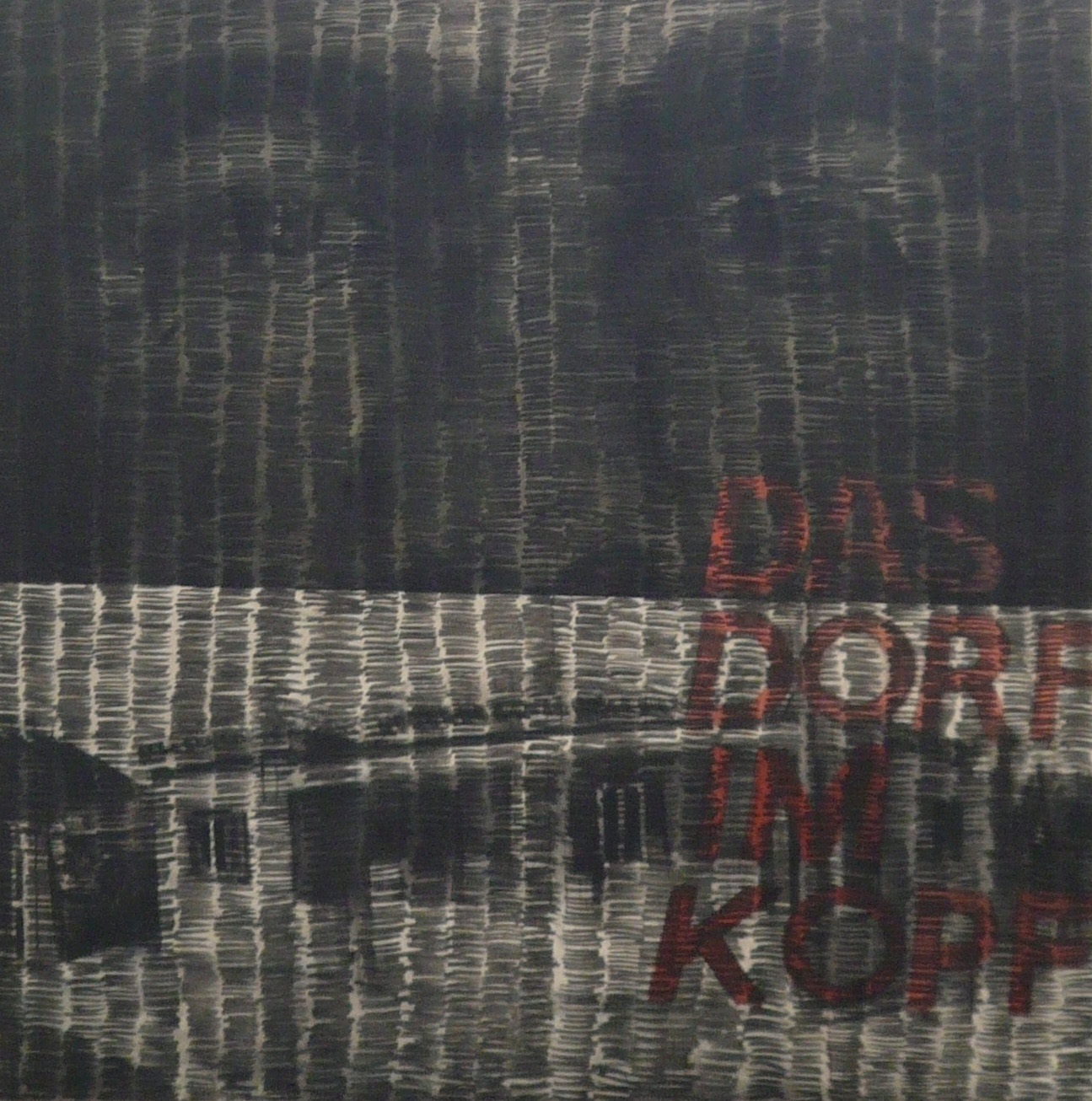 Κώστας Τσώλης, Το χωριό στο κεφάλι μου, 2009, ακρυλικό και κάρβουνο σε καμβά, 200 x 200 εκ.